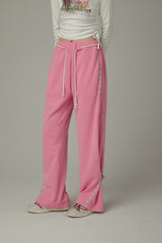 String Wide Sporty Pants