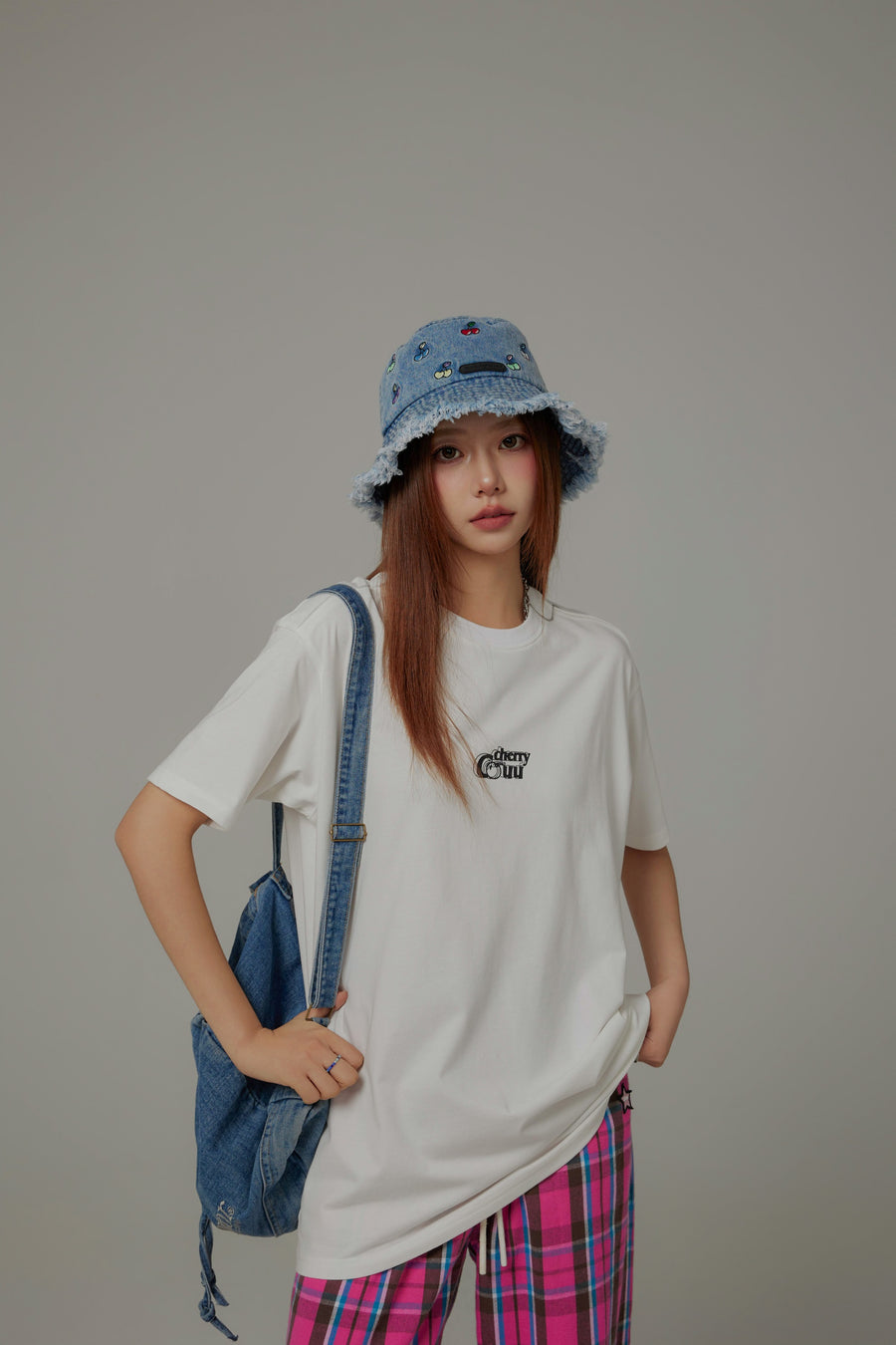 CHUU Multi Color Cherry Denim Bucket Hat