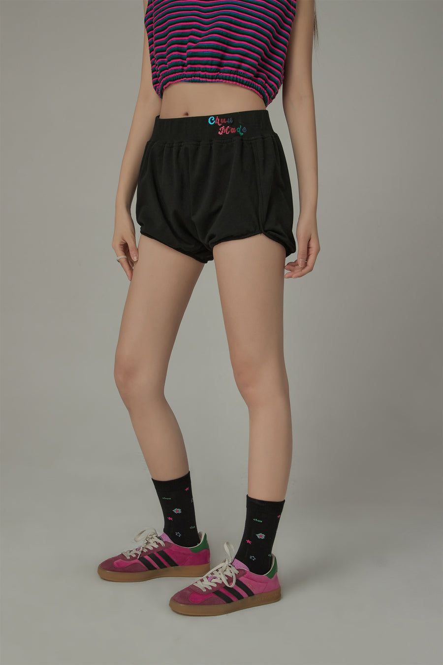 CHUU Multi Color Logo Embroidered Banded Shorts