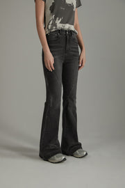 Lightly Distressed Slim Bootcut Denim Jeans