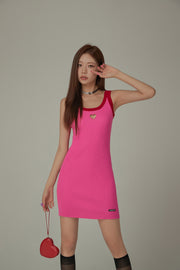 Color Lined Heart Cutout Mini Dress