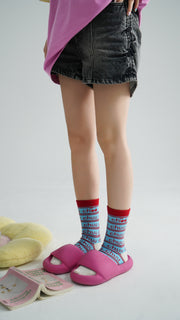 Color Logo Stripe Pattern High Socks