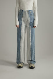 Frayed Lined Denim Jeans