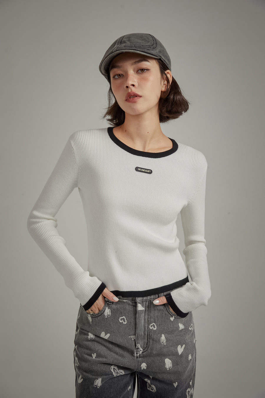 CHUU Line Color Scheme Knit Top