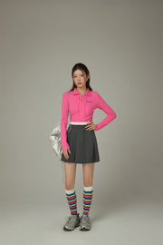 Colored Eyelet Tie Up T-Shirt