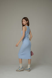 Front Cut Out Side Shirring Long Dress