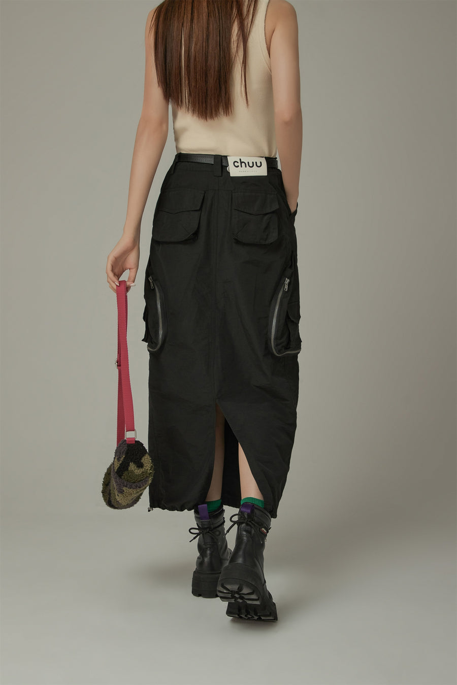 CHUU Cargo Pockets Maxi Skirt