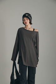 Slit Boxy Open Shoulder T-Shirt