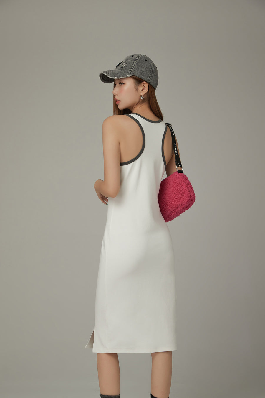 CHUU Lace Up Color Matching Sporty Long Dress