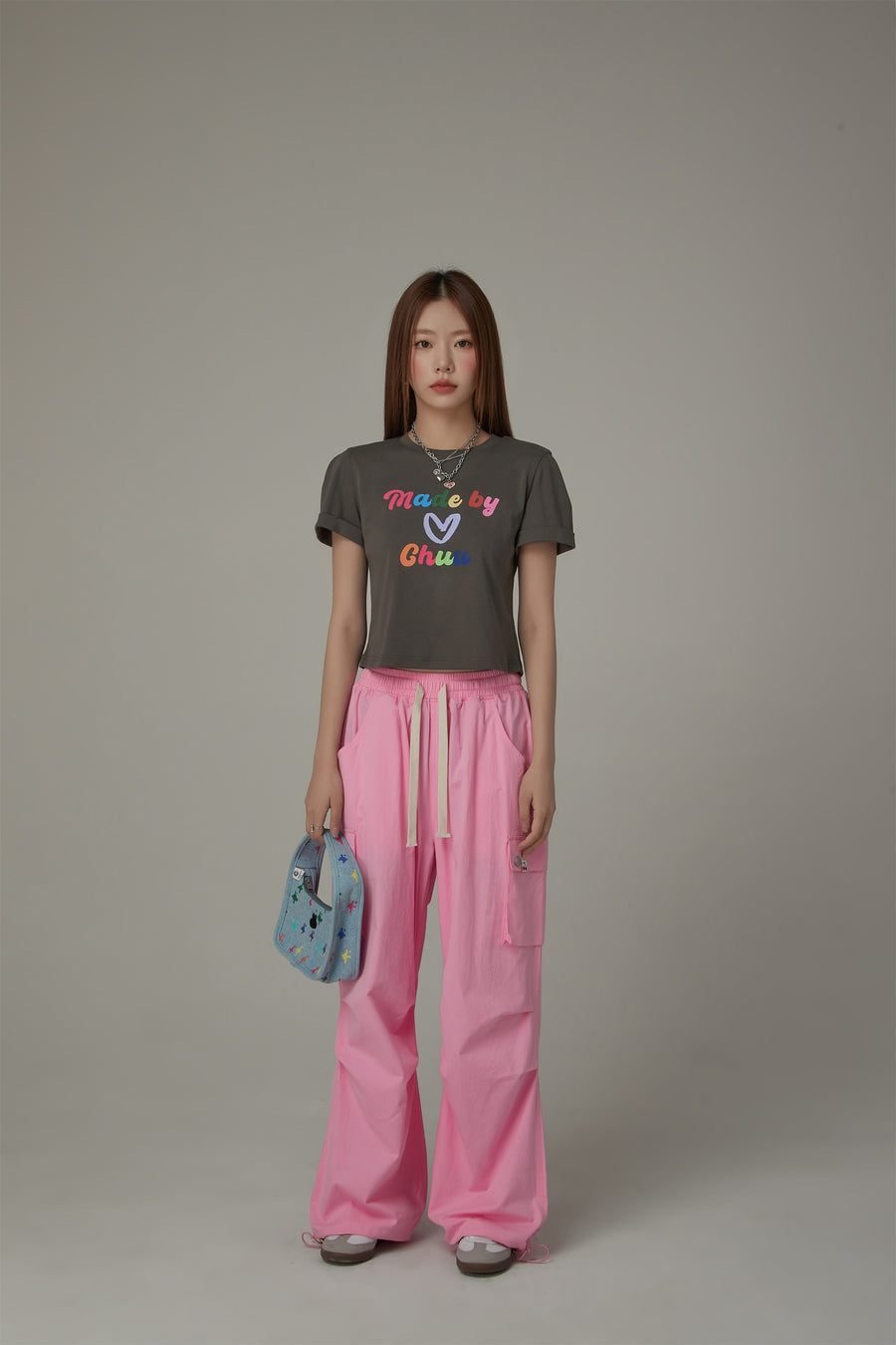 CHUU Made By Chuu Colorful Printed Cropped T-Shirt