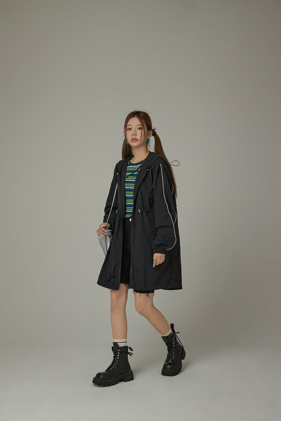 CHUU Basic Cinched String Hooded Jacket