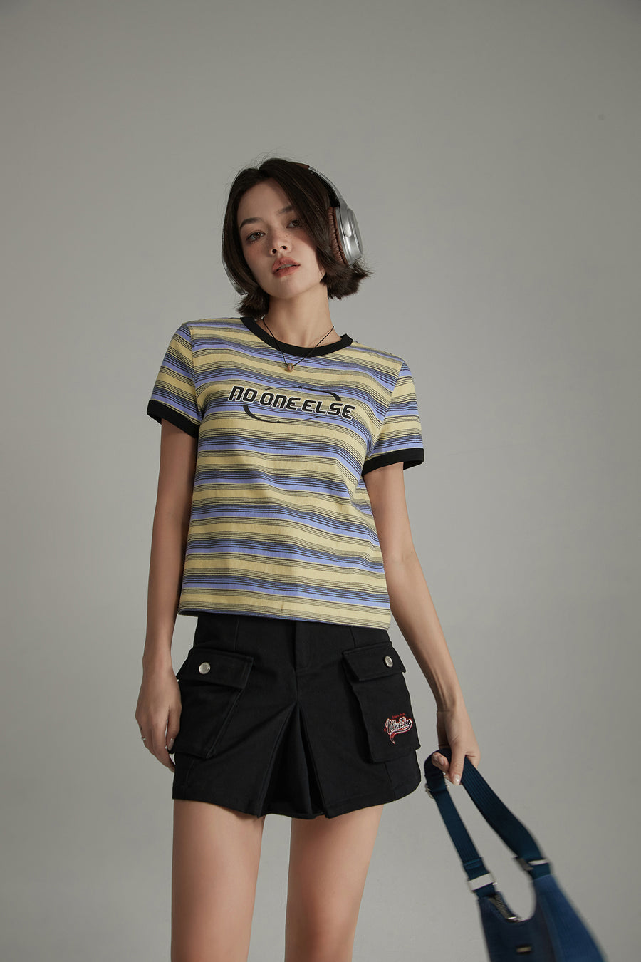 CHUU Noe Center Color Striped Short Sleeve T-Shirt