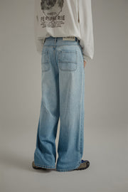 High Waist Loose Wide Leg Washed Wide Jeans