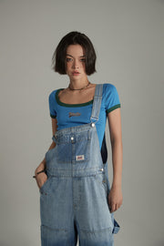 Washed Denim Suspender Jumpsuit