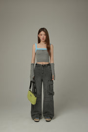 Line Color Scheme Sleeveless Crop Top