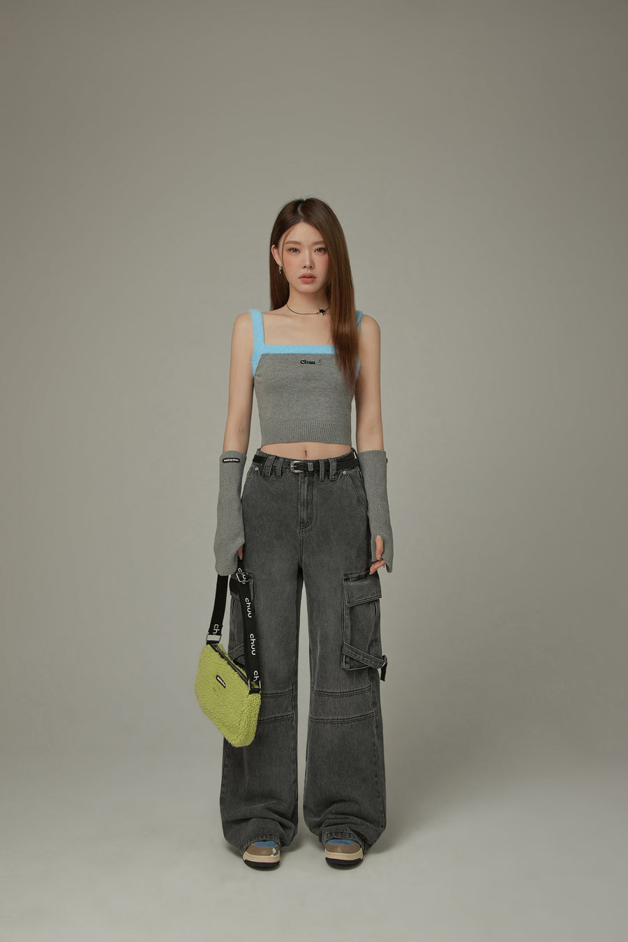 CHUU Line Color Scheme Sleeveless Crop Top