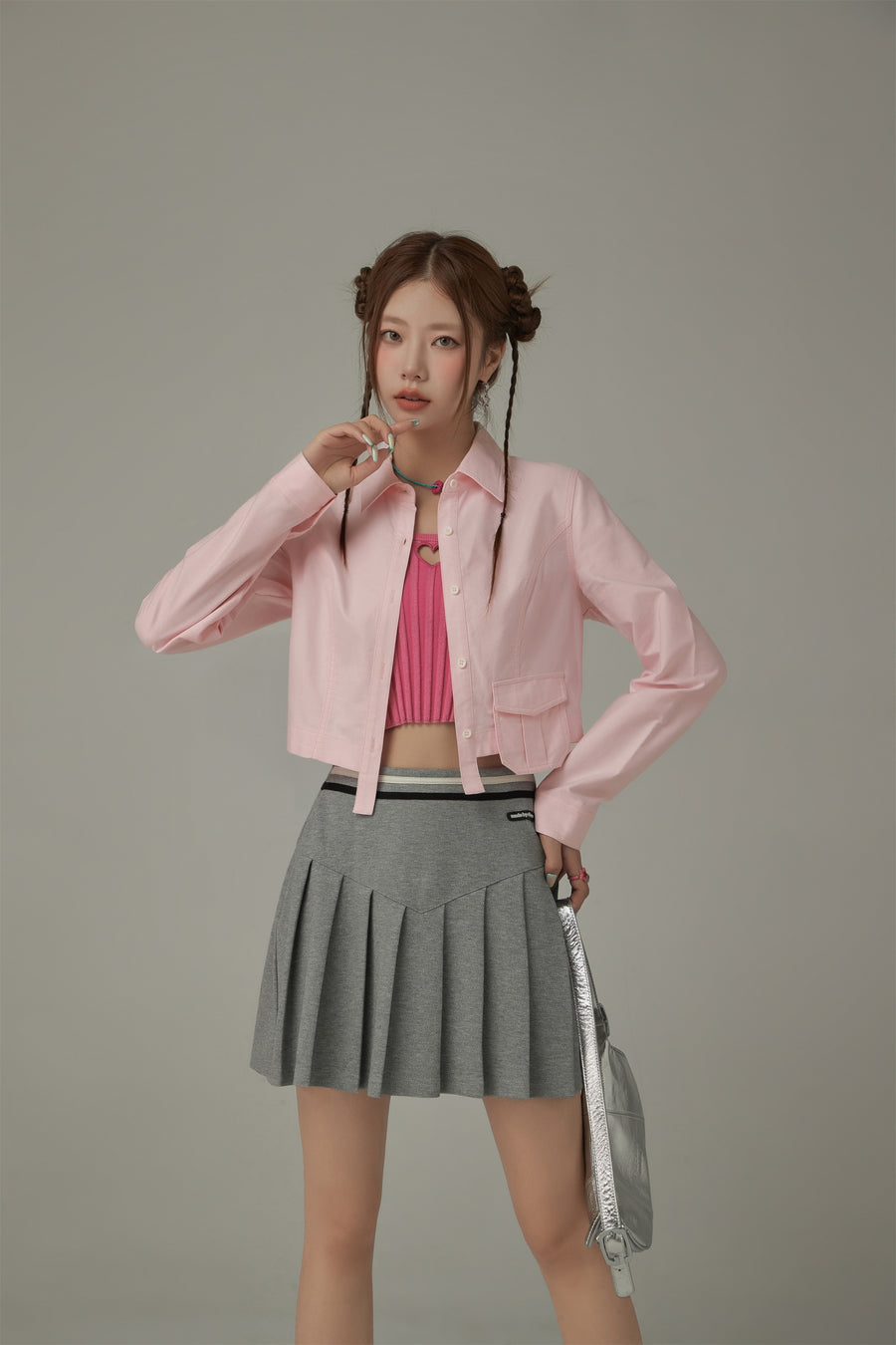 CHUU Point Pocket Semi Cropt Shirt