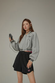 Varsity Color Sporty Cropped Jacket