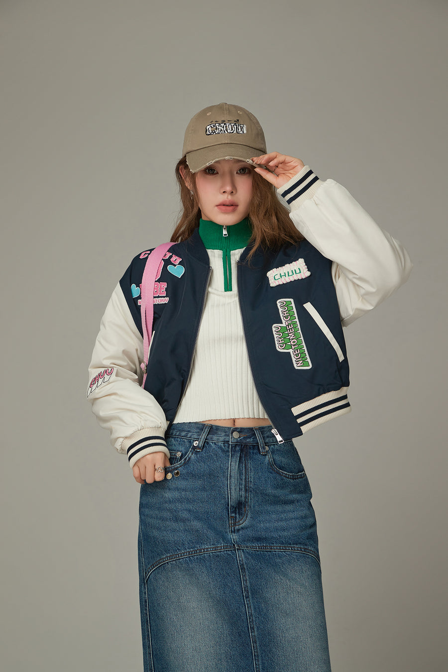 CHUU Embroidered Lettering Baseball Cap