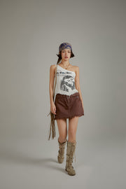 Aesthetic Inspiration One Shoulder Fringe Sleeveless Shirt