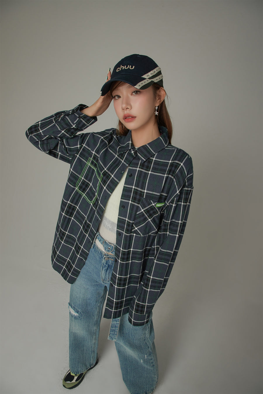 CHUU Checked Loose Fit Long Sleeve Shirt