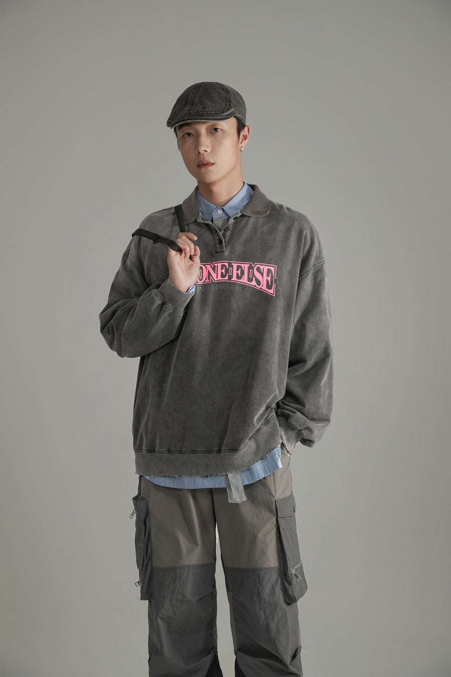 CHUU Polo Neck Boxy Sweatshirt