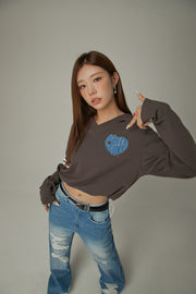 Logo Heart Crop Hoodie