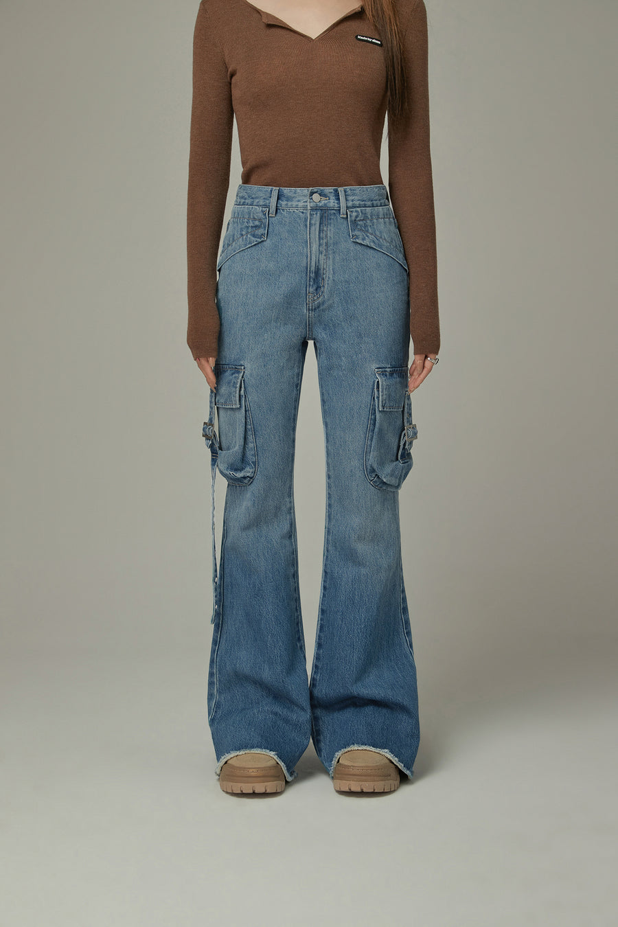 CHUU Pocket Bootcut Denim Jeans