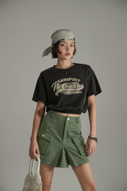 Team Spirit Printed Cropped Sporty Top