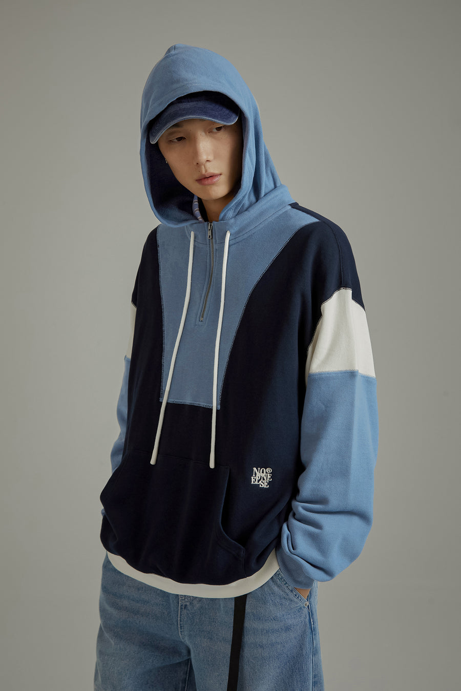 CHUU Half Zip-Up Color Hoodie