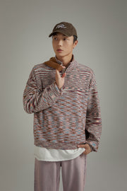 Half Zip-Up Loose Knit Sweater