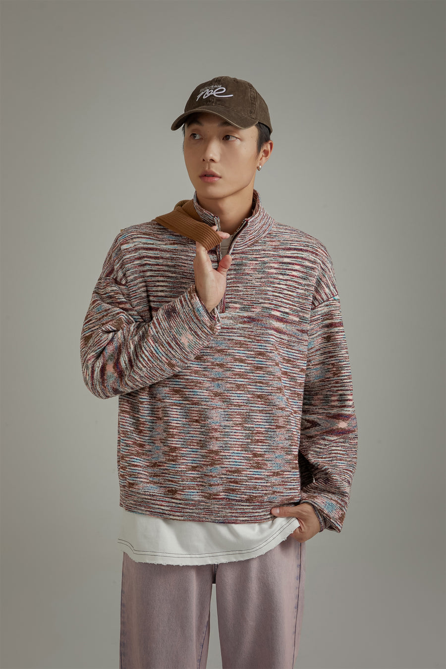 CHUU Half Zip-Up Loose Knit Sweater