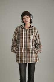 Checked Hooded String Shirt