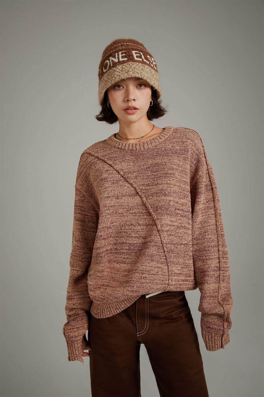 CHUU Diagonal Boxy Knit Sweater