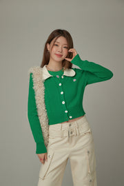 Color Collar Knit Cardigan