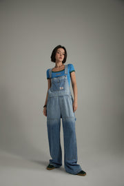 Washed Denim Suspender Jumpsuit