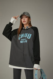 Size Doesnt Matter Back Slit Color Scheme Sweatshirt