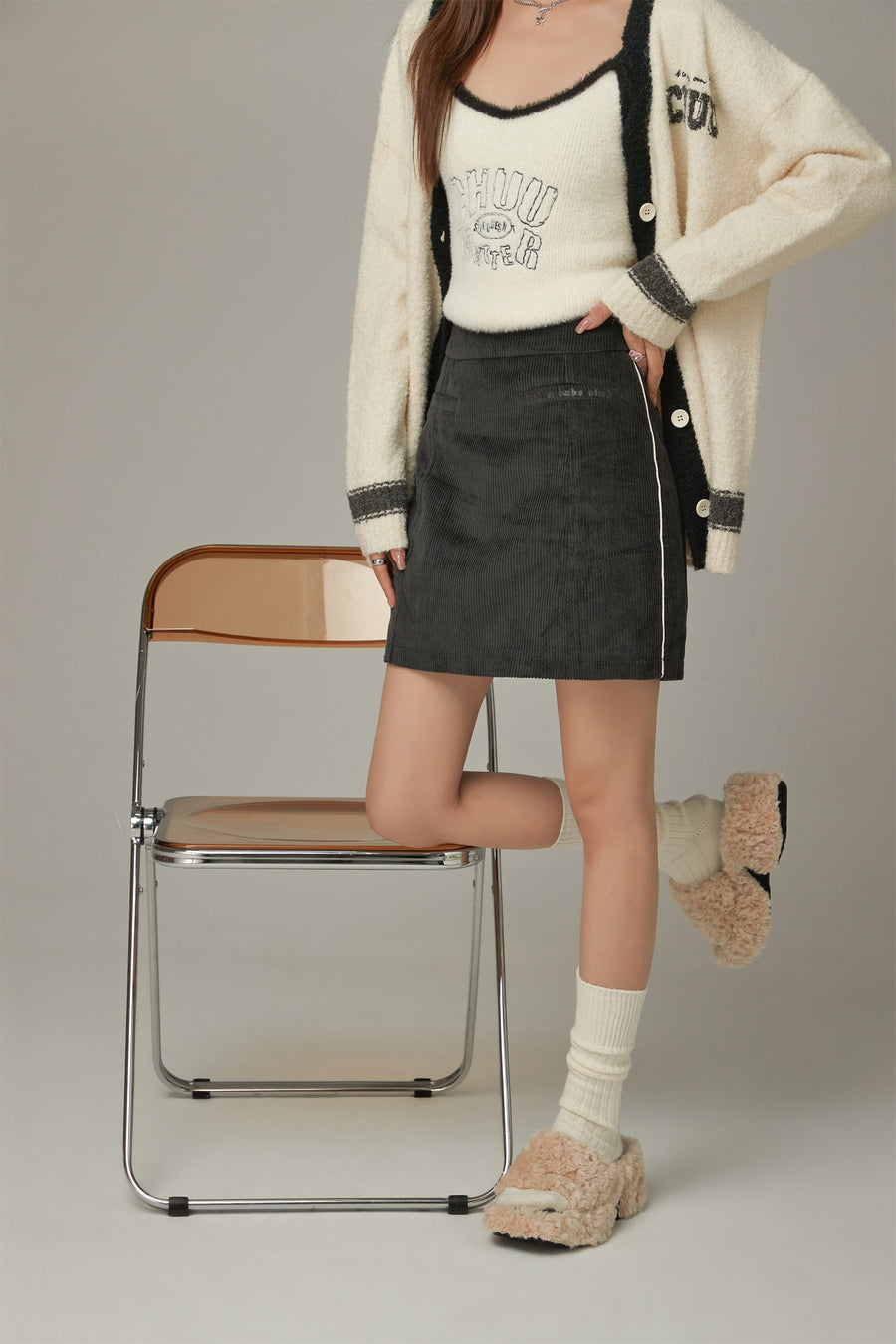 CHUU Lined Corduroy Mini Skirt