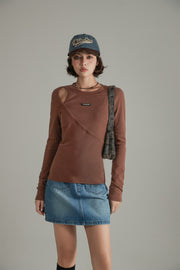 Layered Open Shoulder Simple T-Shirt