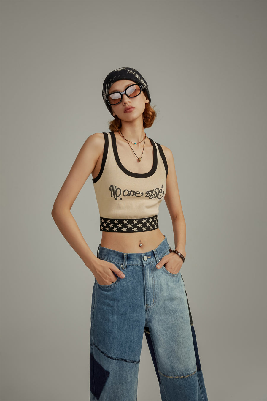 CHUU Star Color Sleeveless Crop Top