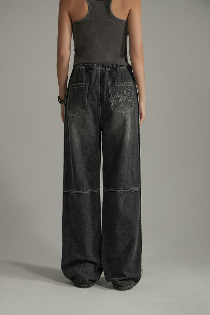 Elastic Waist Casual String Denim Jeans