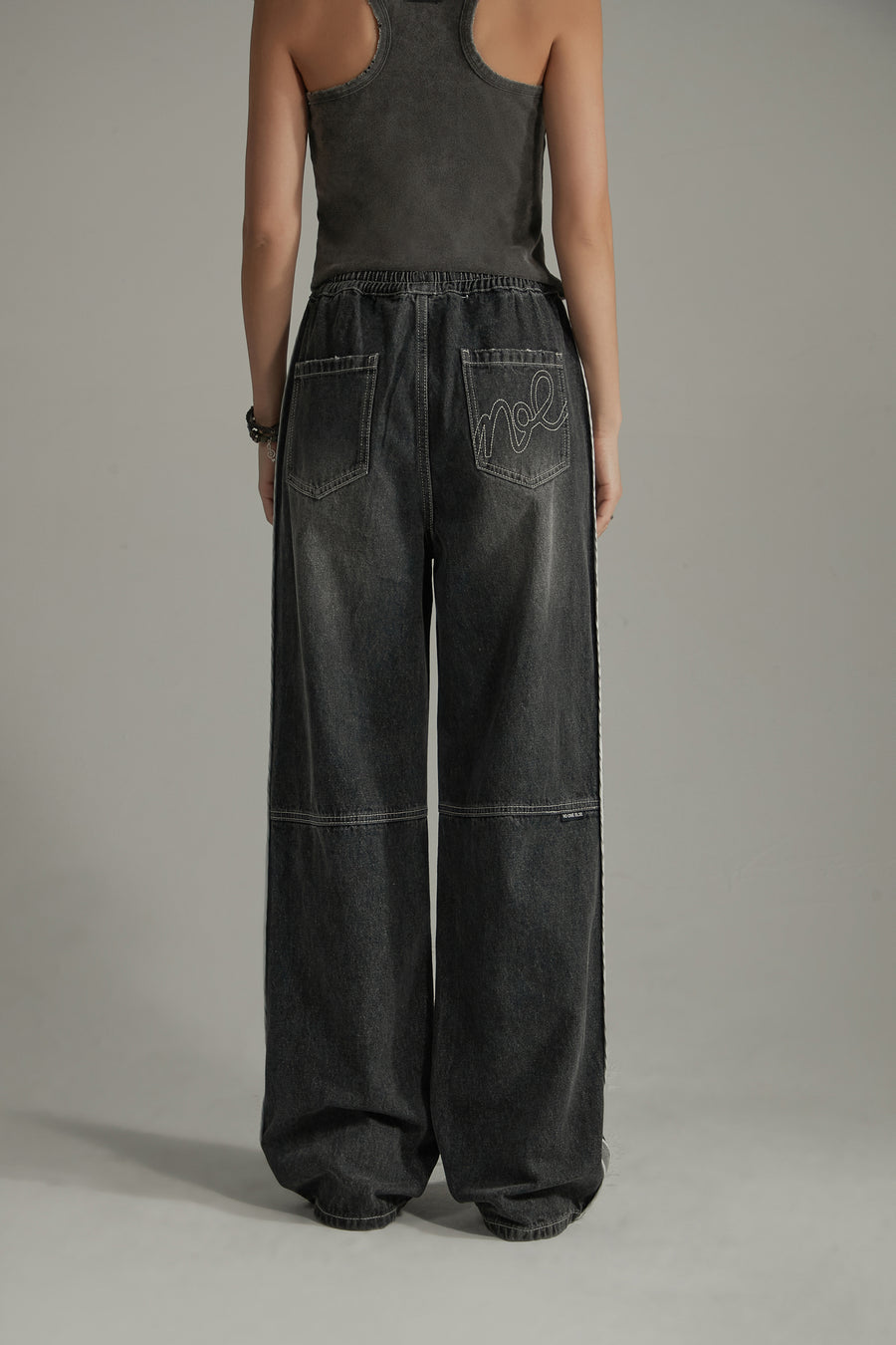 CHUU Elastic Waist Casual String Denim Jeans