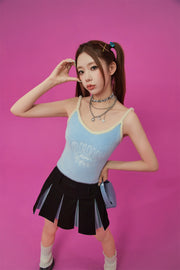 Color Matching Line Sleeveless Top