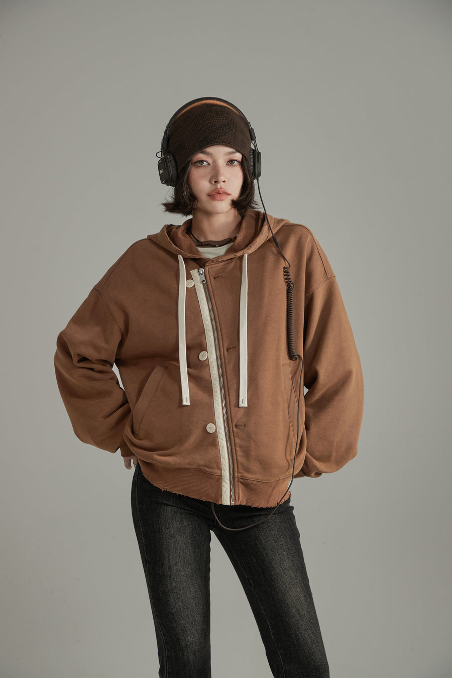 CHUU Two-Way Loose Fit Hooded Zip-Up