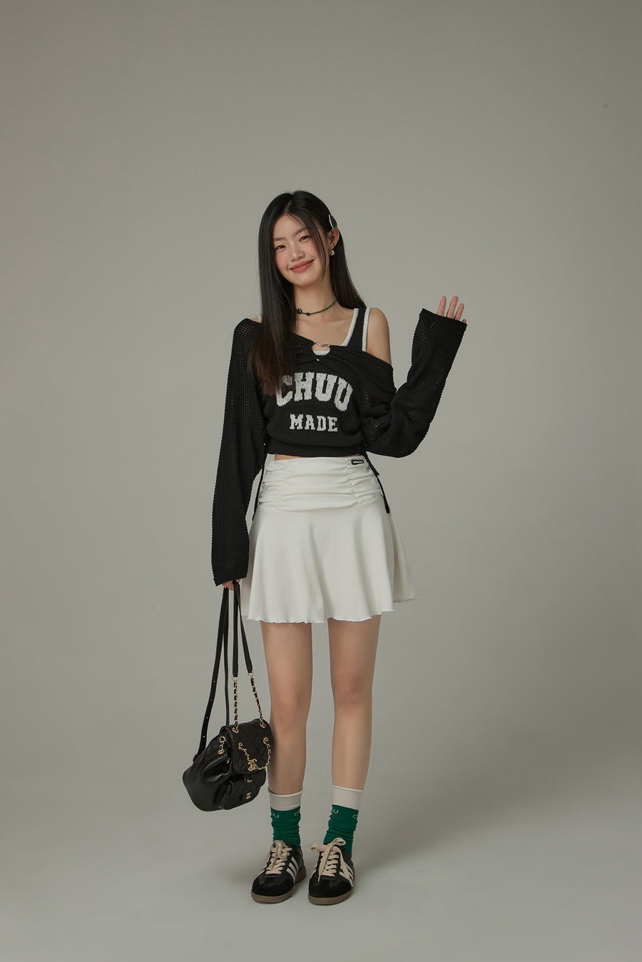 CHUU Sport Shirring Frill Mini Skirt