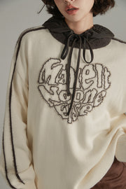 Heart Lettering Knit Sweatshirt