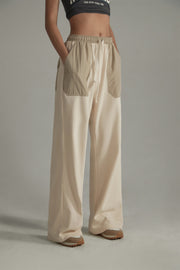 Banded Wide-Leg Slacks