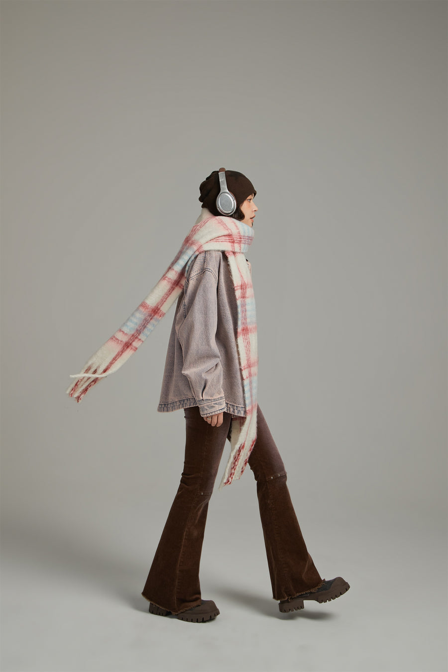 CHUU Fringe Check Muffler