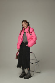 Colored Hooded Simple Padded Jacket