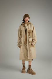 Two Tone Cargo Long Jacket